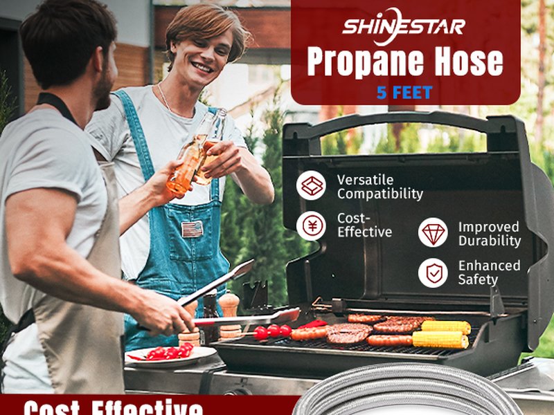 SHINESTAR Propane Adapter & 5ft Braided Hose for Buddy Heaters, Coleman Stoves