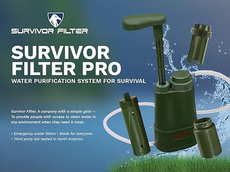 Survivor Filter PRO - Hand Pump Camping Water Filtration System Survival - Water Purifier