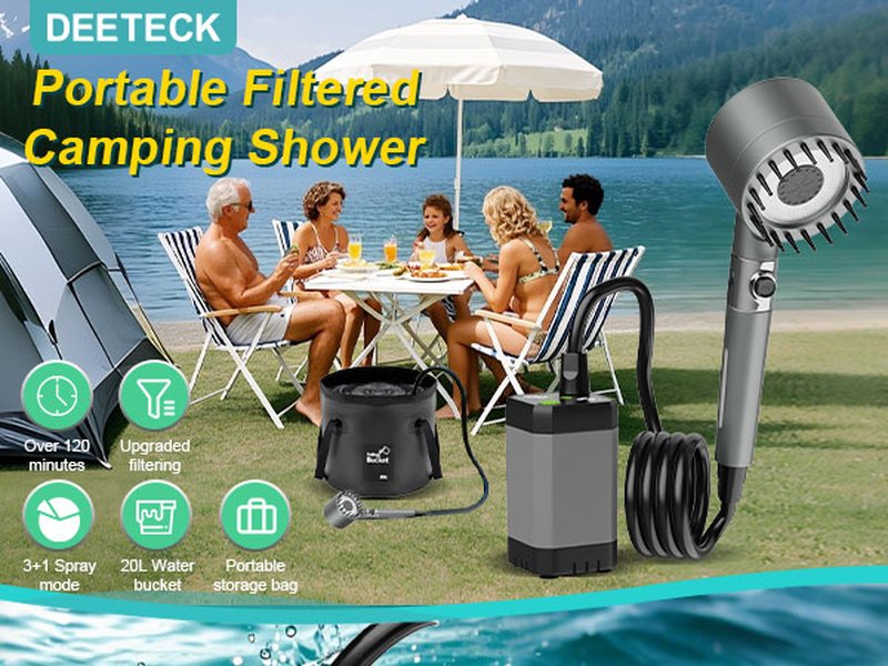 Upgrade Portable Camping Shower, 6000mAh Rechargeable Electric Shower Pump with Intelligent Digital Display